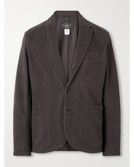 RRL Black Herringbone Cotton Blazer for men