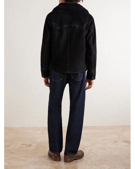 RRL Black Shearling-Trimmed Suede Jacket for men