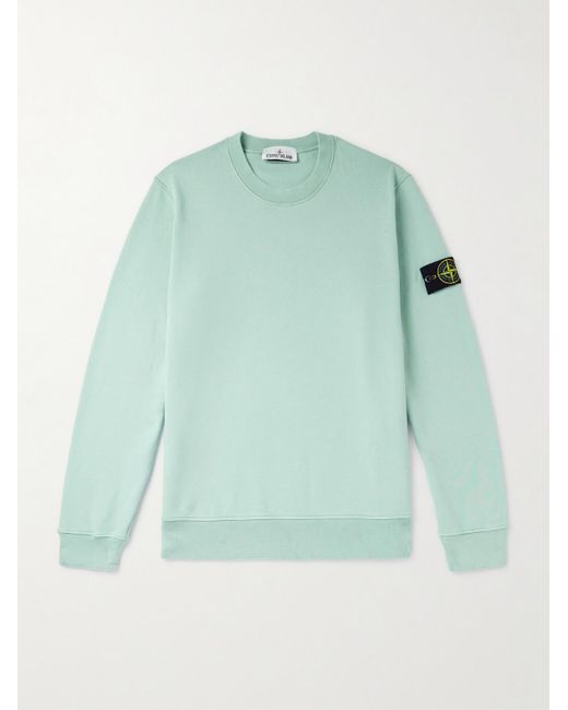 Stone Island Sweatshirt aus Baumwoll-Jersey mit Logoapplikation in Stückfärbung in Green für Herren