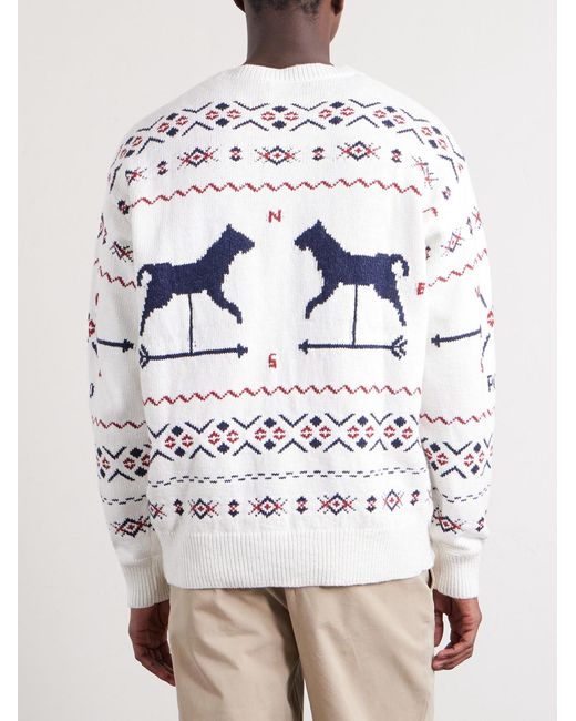 Polo Ralph Lauren Gray Weathervane Intarsia Cotton, Linen And Cashmere-Blend Sweater for men