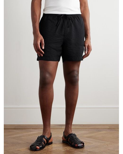 NN07 Blue Ryder 5971 Straight-Leg Crinkled Tencel Modal-Blend Drawstring Shorts for men