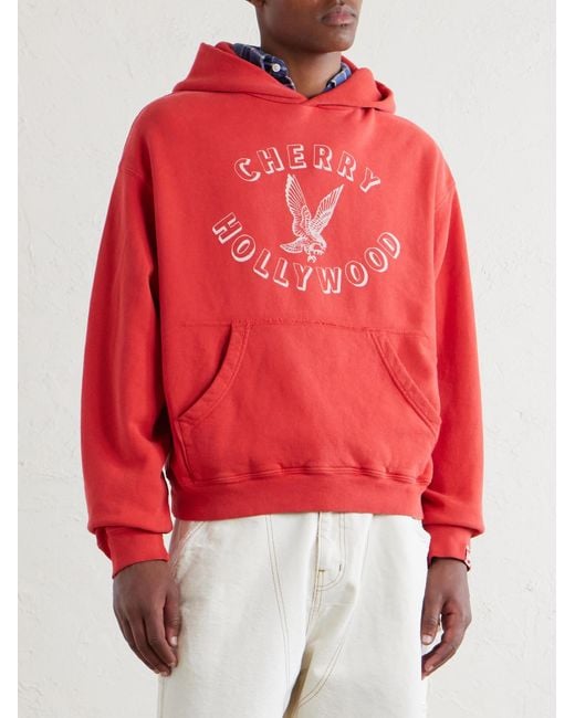 CHERRY LA Red Logo-Print Cotton-Jersey Hoodie for men