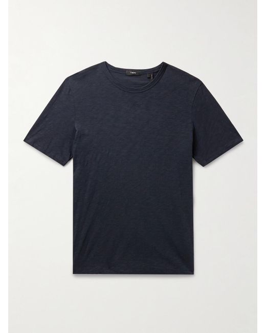 T-shirt in jersey di cotone fiammato Essential di Theory in Blue da Uomo