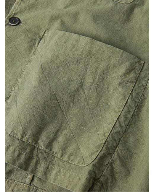 Barena Green Visal Crinkled-cotton Overshirt for men