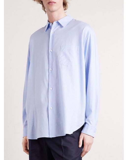 Ssstein Blue Cotton And Silk-Blend Shirt for men