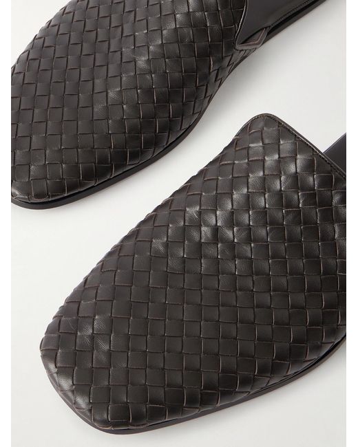 Bottega Veneta White Intrecciato Leather Slippers for men