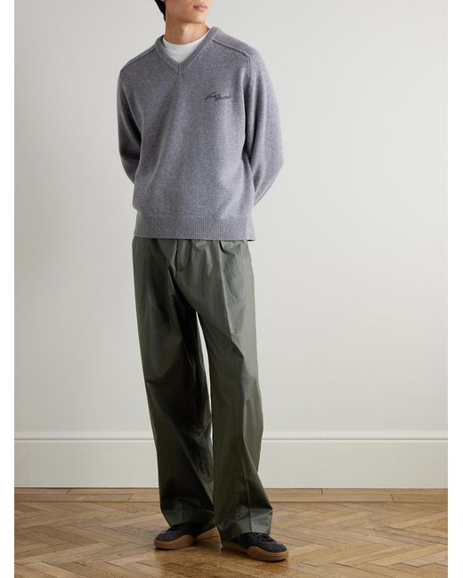 Acne Green Pasoro Belted Straight-leg Cotton-poplin Trousers for men