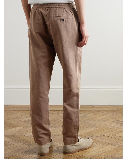 Mr P. Natural James Straight-leg Cotton And Linen-blend Twill Drawstring Trousers for men