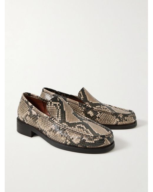 Acne Brown Boafer Snake-effect Leather Loafers for men