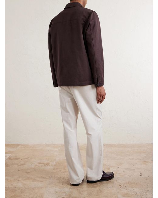 Altea Brown Constantin Cotton And Linen-Blend Overshirt for men