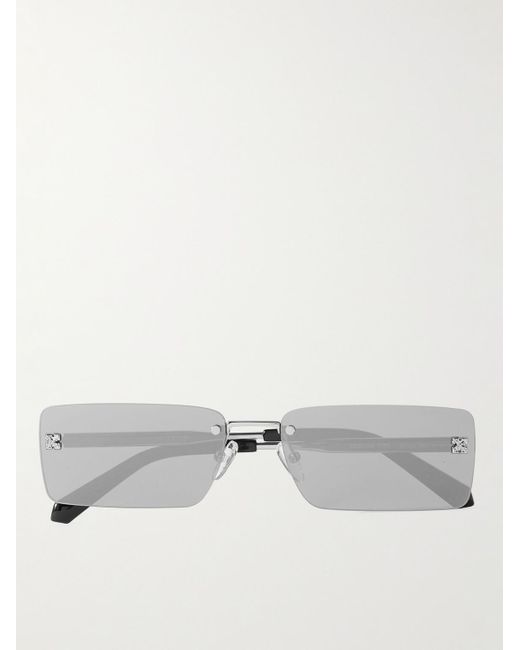 Off-White c/o Virgil Abloh Gray Riccione Rectangle-frame Silver-tone Sunglasses for men