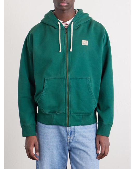 Polo Ralph Lauren Green Logo-Appliquéd Cotton-Jersey Zip-Up Hoodie for men