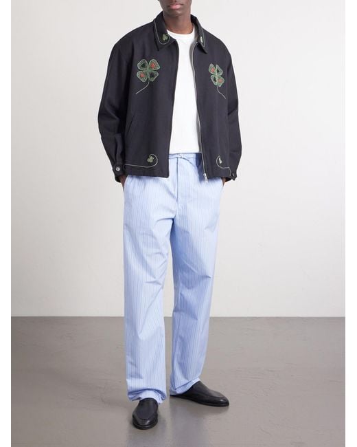 Bode Blue Lucky Draw Embroidered Cotton-Twill Blouson Jacket for men