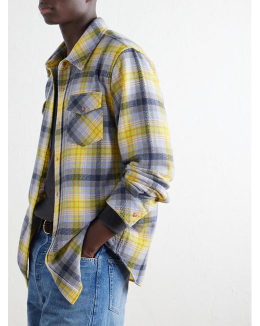 God's True Cashmere Gray Checked Cashmere Shirt for men