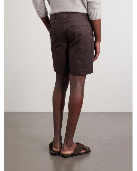 Slowear Brown Slim-Fit Cotton-Blend Gabardine Chino Shorts for men