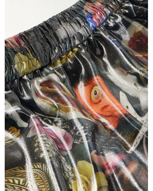 Acne Gerade geschnittene Shorts aus Satin mit Print in Metallic-Optik in Black für Herren