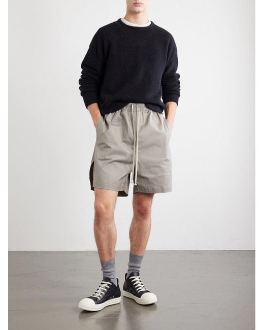 Rick Owens Gray Boxer Straight-Leg Cotton-Blend Canvas Drawstring Shorts for men