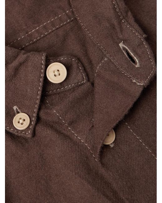 Folk Hemd aus Baumwollflanell mit Button-Down-Kragen in Brown für Herren