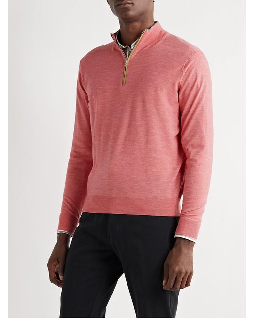 Peter Millar Pink Excursionist Flex Wool-Blend Half-Zip Sweater for men