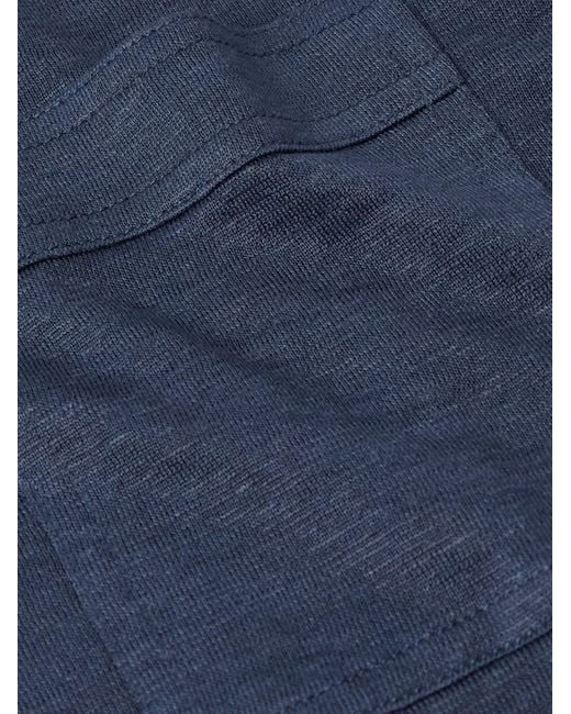Tom Ford Blue Slim-Fit Silk And Linen-Blend Polo Shirt for men