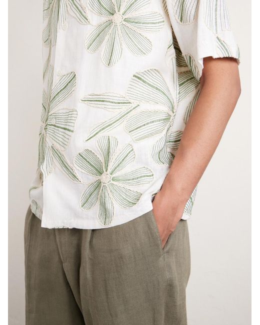 Corridor NYC Natural Camp-Collar Floral-Appliquéd Poplin Shirt for men