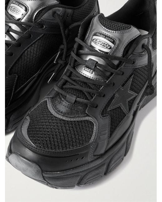 Golden Goose Deluxe Brand Black Lightstar Rubber-Trimmed Leather And Mesh Sneakers for men