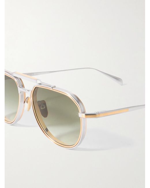 Jacques Marie Mage Natural Commander Aviator-Style Brushed Two-Tone Beta Titanium Sunglasses for men