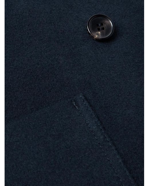 Loro Piana Blue Double-breasted Cotton And Cashmere-blend Peacoat for men