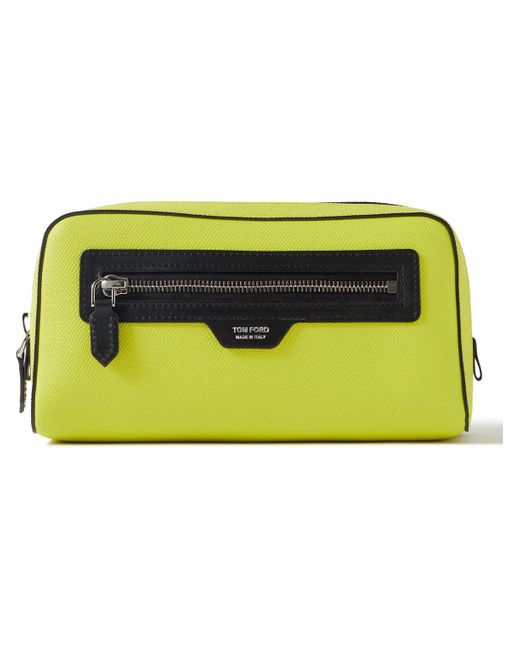 Tom Ford Yellow Full-grain Leather Wash Bag for men