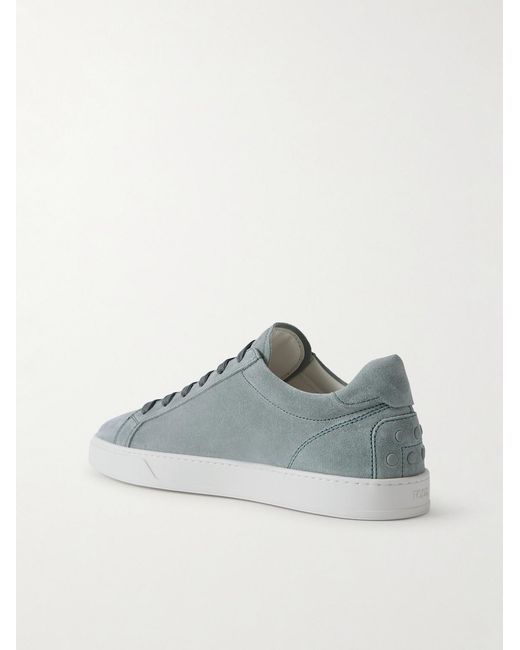 Tod's Blue Paneled Rubber-Trimmed Suede Sneakers for men