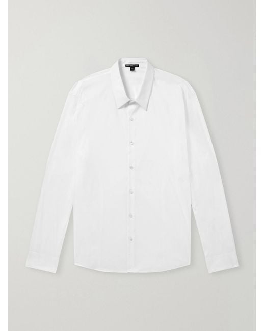 James Perse White Stretch Cotton-Blend Poplin Shirt for men
