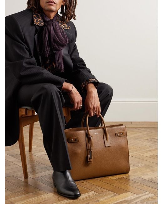 Saint Laurent Brown Sac De Jour Large Full-grain Leather Tote Bag for men