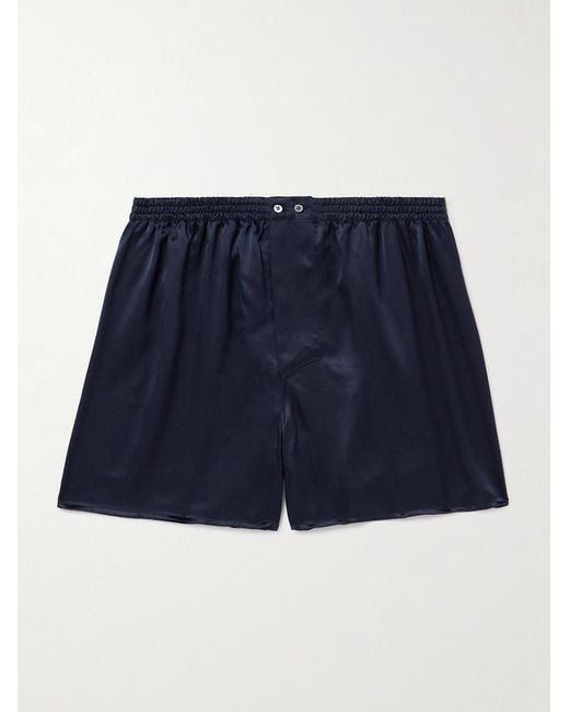Zimmerli of Switzerland Blue Silk-satin Boxer Shorts for men