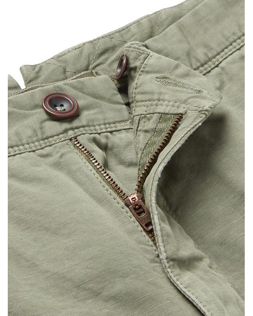 Slowear Green Cotton And Linen-Blend Cargo Shorts for men