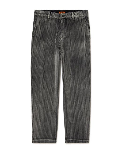 Barena Gray Canasta Straight-Leg Garment-Dyed Cotton-Corduroy Trousers for men