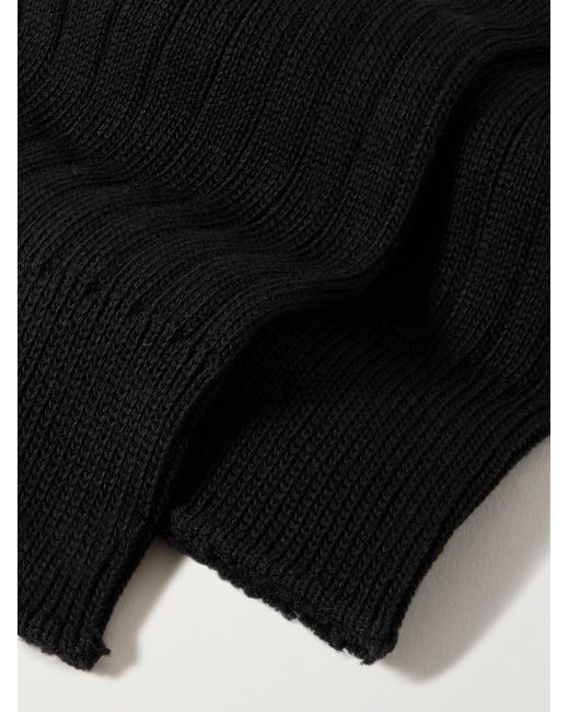 Mr P. Black Ribbed Cotton-blend Socks for men