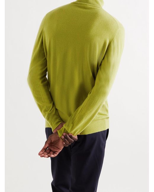 Loro Piana Green Dolcevita Baby Cashmere Rollneck Sweater for men