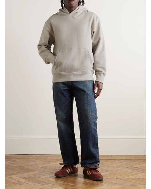 Adidas Originals Gray Logo-embroidered Organic Cotton-jersey Hoodie for men