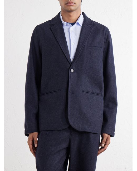 Folk Blue Assembly Mélange Wool-Blend Suit Jacket for men