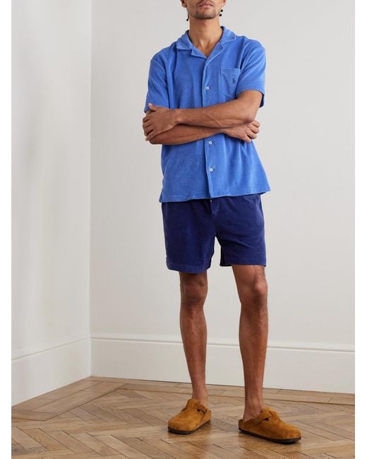 Polo Ralph Lauren Blue Cotton-Blend Terry Drawstring Shorts for men