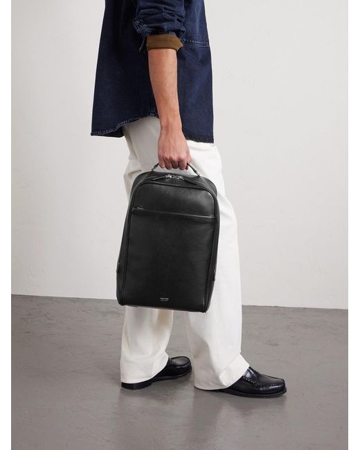 Tom Ford Black Full-Grain Leather Backpack for men