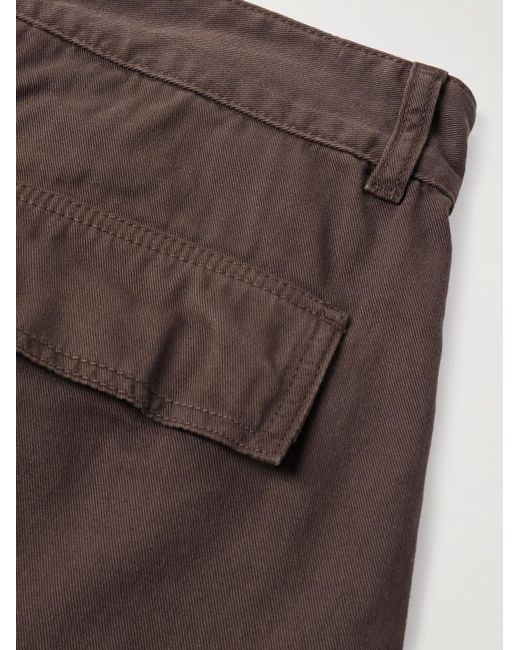 Carhartt Brown Cole Wide-leg Pleated Garment-dyed Cotton-twill Cargo Trousers for men
