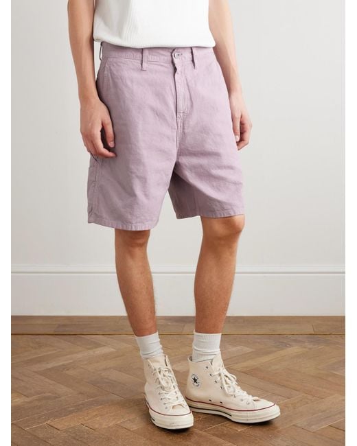 Carhartt Pink Walter Single Knee Wide-leg Cotton And Linen-blend Canvas Shorts for men