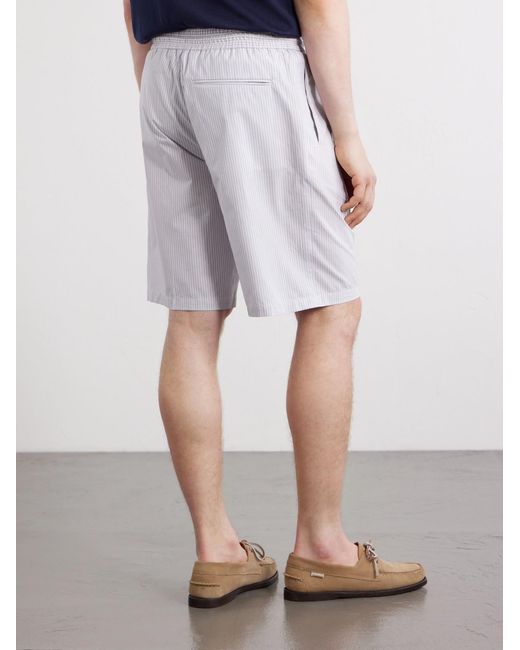 Paul Smith Gray Straight-Leg Striped Cotton Drawstring Shorts for men