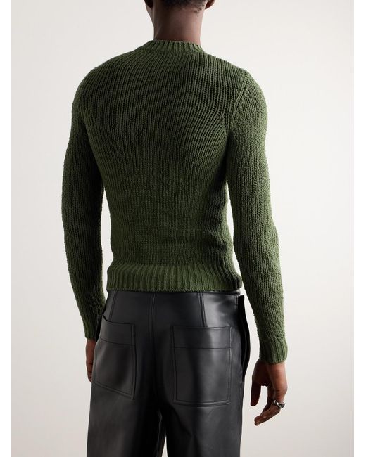 Jil Sander Green Cotton-Blend Bouclé Sweater for men