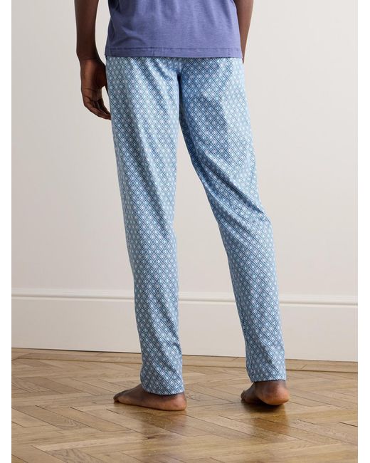 Hanro Blue Night & Day Printed Cotton-Jersey Pyjama Trousers for men