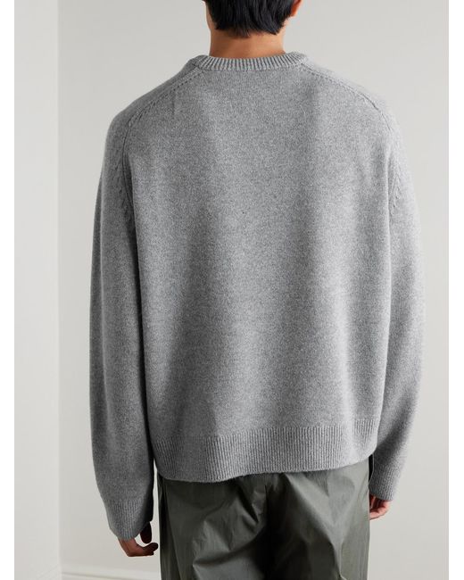 Acne Gray Kaybe Richard Logo-Embroidered Wool And Yak-Blend Sweater for men