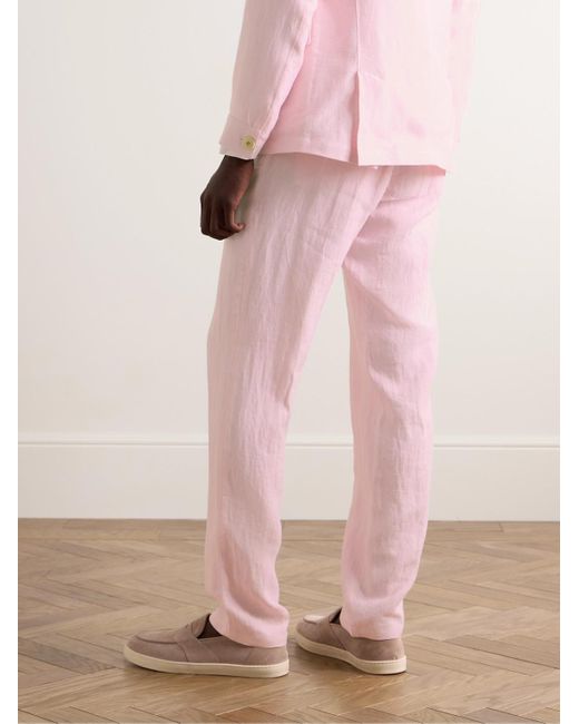 Oliver Spencer Pink Fishtail Slim-fit Linen Suit Trousers for men