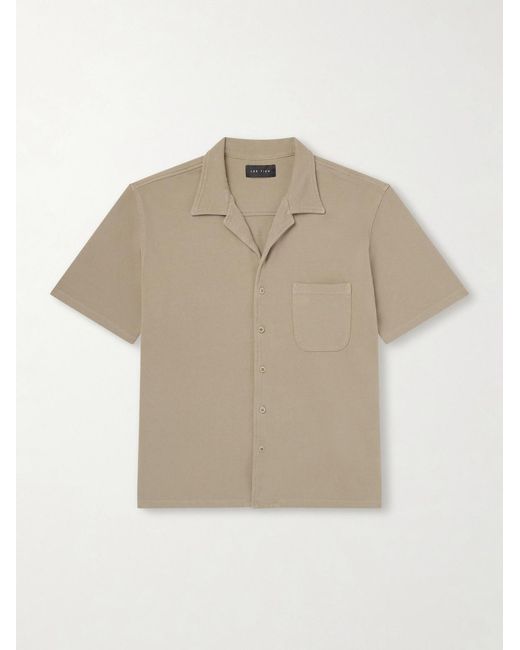 Les Tien Natural Camp-collar Garment-dyed Structured Piqué-jersey Cuban Shirt for men