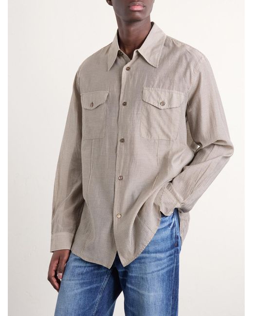 Our Legacy White Plough Checked Cotton And Silk-blend Shirt for men